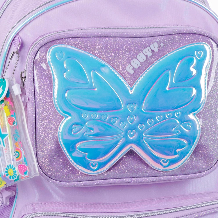 Mochila Escolar Footy 2026 Glow Fly Lila 18" Art.F26343